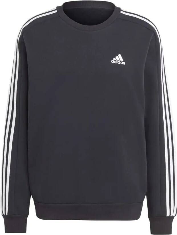 Adidas 3-Stripes Fleece Sweatshirt Sporty Style Black Heren