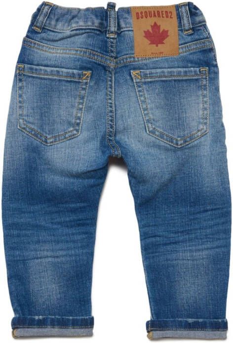 Dsquared2 Kids Straight jeans met stonewashed-effect Blauw
