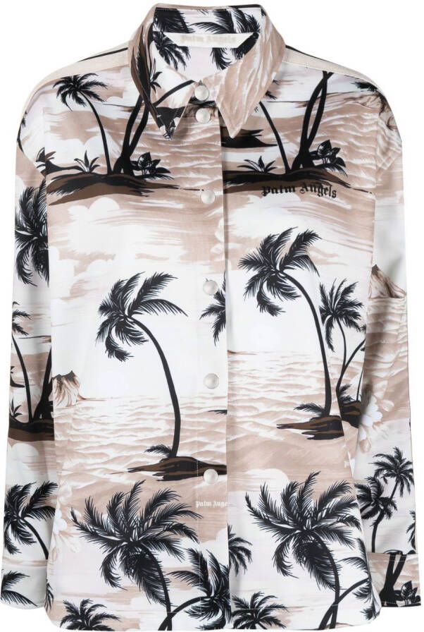 Palm Angels Blouse met tropische print Beige