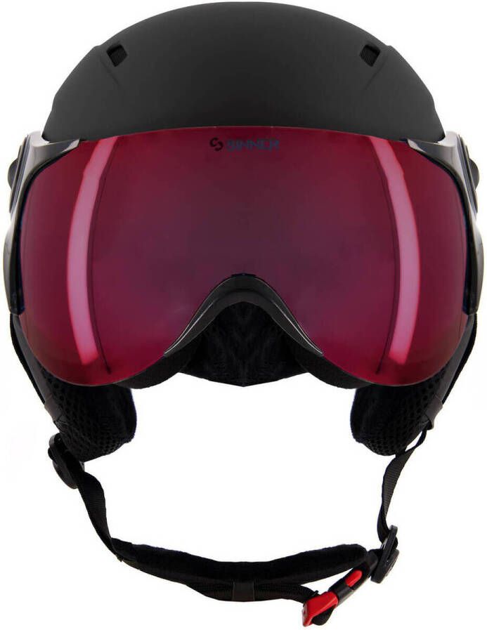 Sinner ski helm met vizier Typhoon Visor mat zwart (rode lens) Skihelm ABS 57