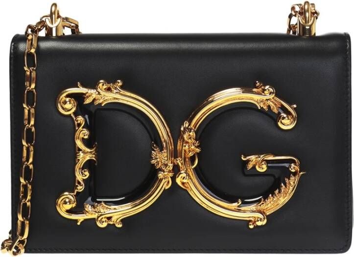 Dolce & Gabbana Nappaleren 'DG Girls' Schoudertas Zwart Dames