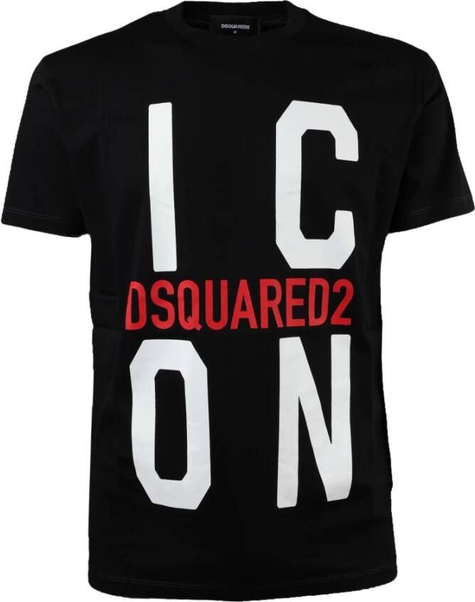 Dsquared2 Katoenen T-shirt met Groot Logo Black Heren