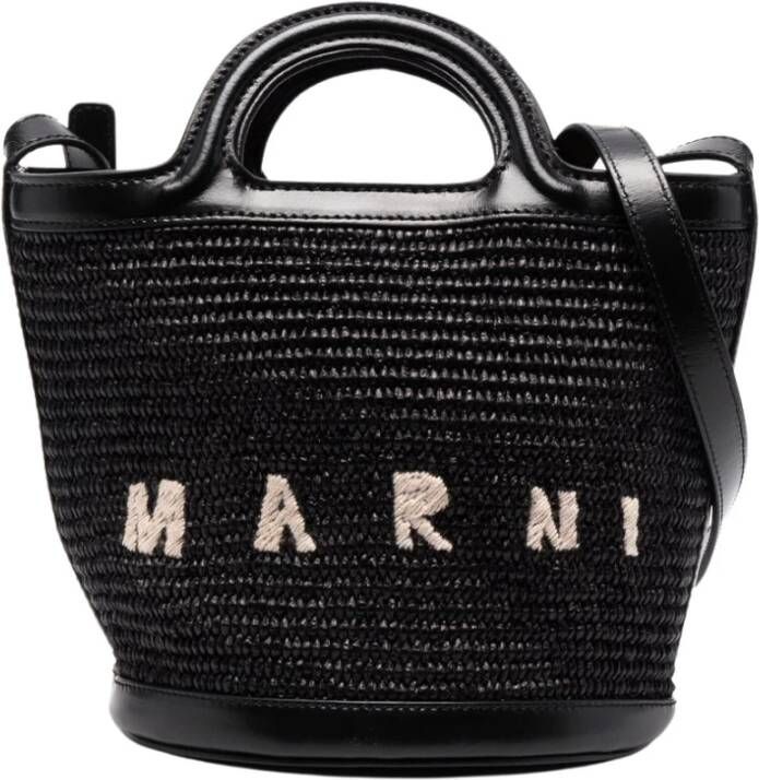 Marni Shoppers Black Adjustable Shoulder Strap Bag in zwart
