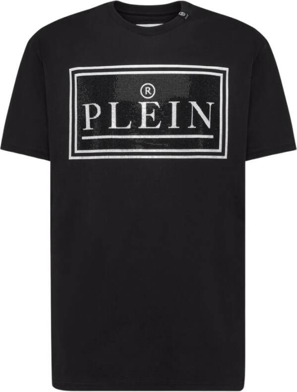 Philipp Plein Zwart T-shirt met Strass Logo Black Heren