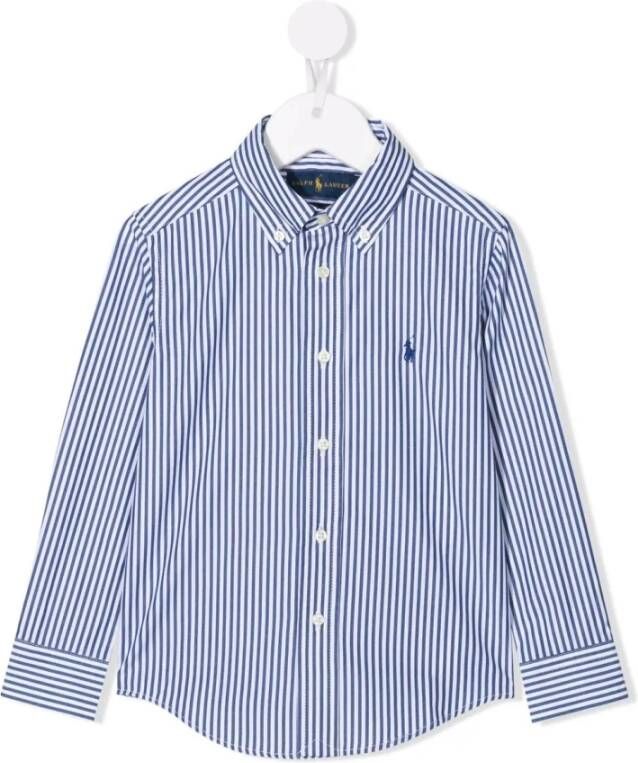 Polo Ralph Lauren gestreept overhemd lichtblauw wit Jongens Katoen Klassieke kraag 128