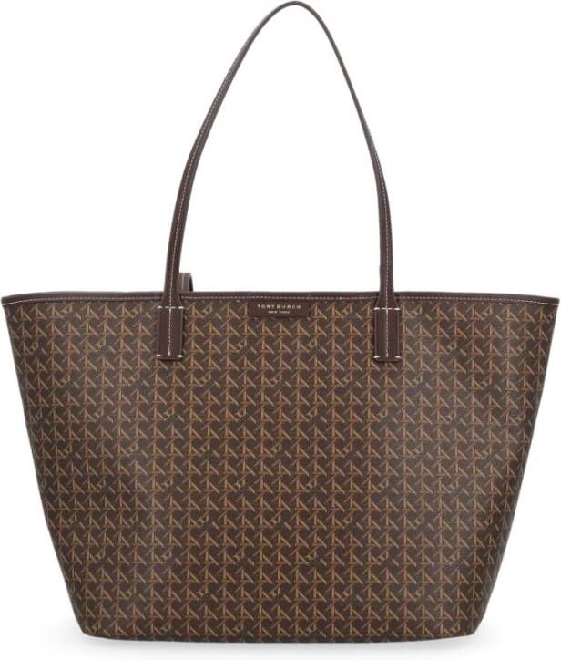 TORY BURCH Ever-Ready Printed Coated Canvas Tote Tas Brown Dames