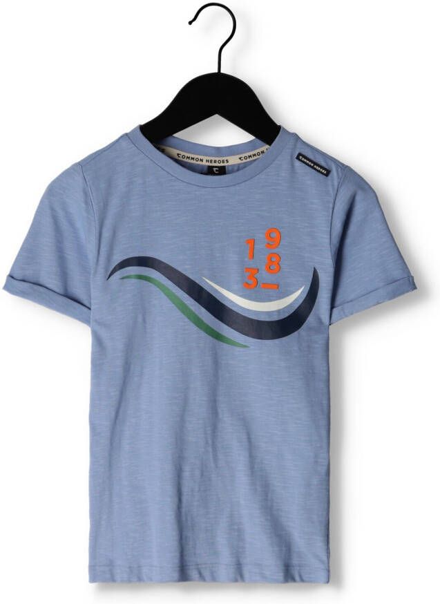 COMMON HEROES T-shirt met printopdruk lichtblauw Jongens Stretchkatoen Ronde hals 140
