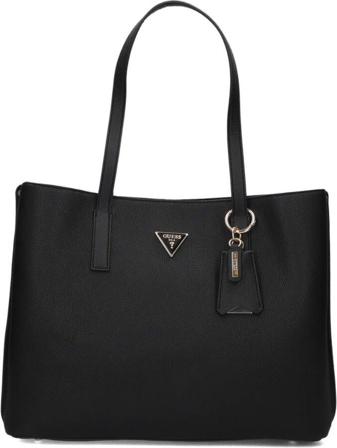 Guess Zwarte PU Leren Shopper Tas met Metalen Logo Black Dames