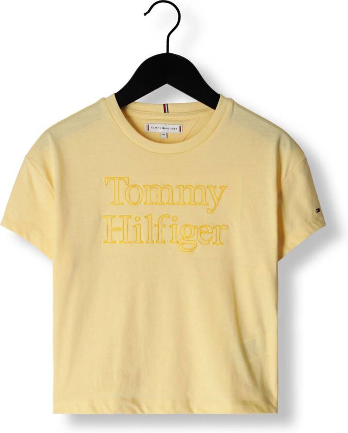 Tommy Hilfiger T-shirt met logo geel Meisjes Katoen Ronde hals Logo 140