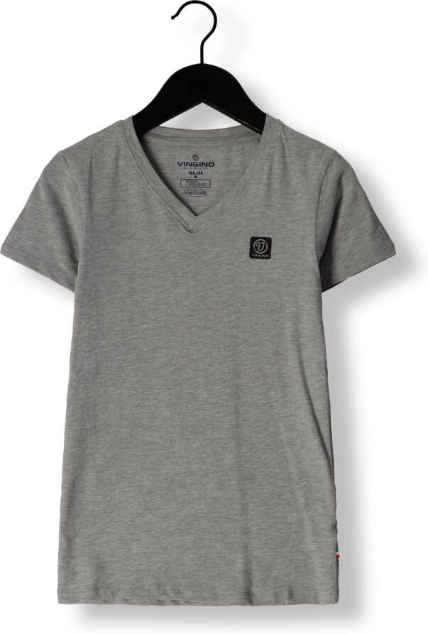 VINGINO T-shirt grijs melange Jongens Stretchkatoen V-hals Effen 110 116