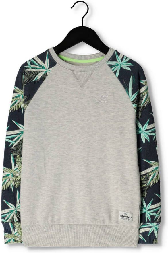 VINGINO sweater NOLOF met all over print groen donkerblauw grijs melange 116