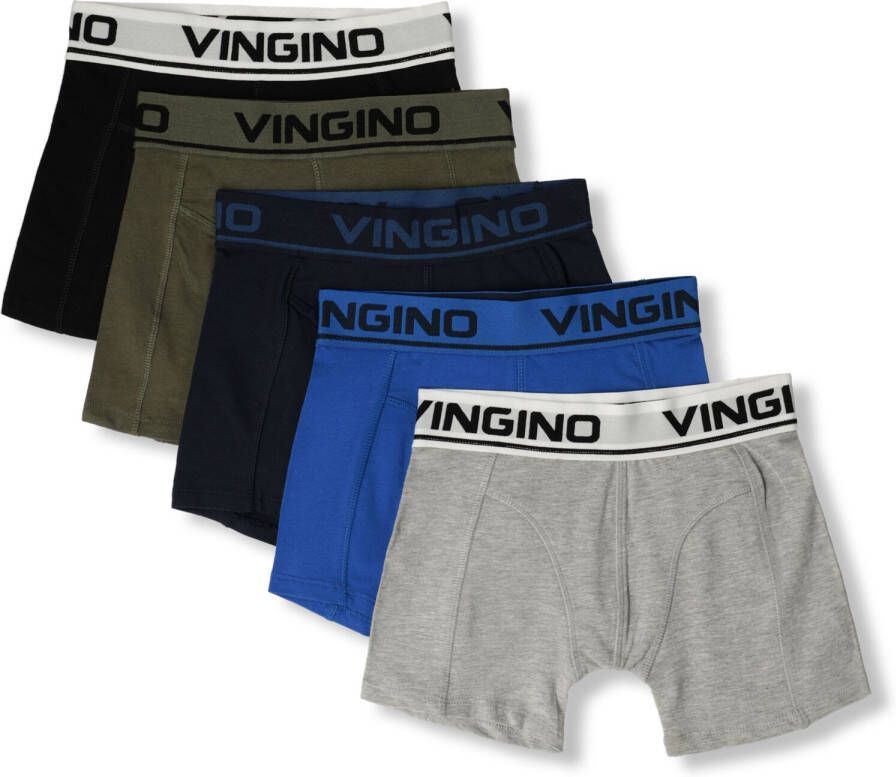 VINGINO boxershort set van 5 grijs blauw zwart Jongens Stretchkatoen 110 116