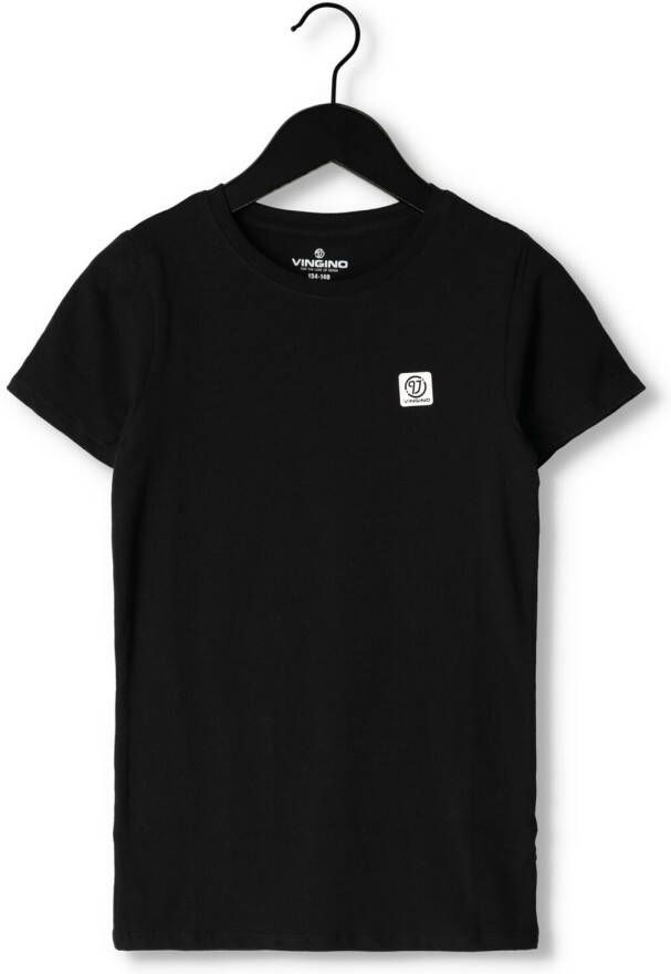 VINGINO T-shirt zwart Jongens Stretchkatoen Ronde hals Effen 122 128