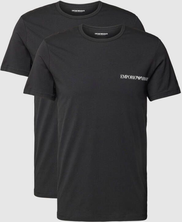 Emporio Armani Set van Stretch Katoenen T-shirts Klassieke pasvorm Black Heren