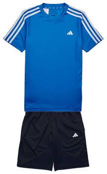 Adidas Sportswear T-shirt + short kobaltblauw donkerblauw Shirt + broek Polyester Ronde hals 140