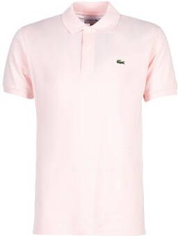Lacoste Lichtroze Polo Shirt met Groene Krokodil Borduursel Pink Heren