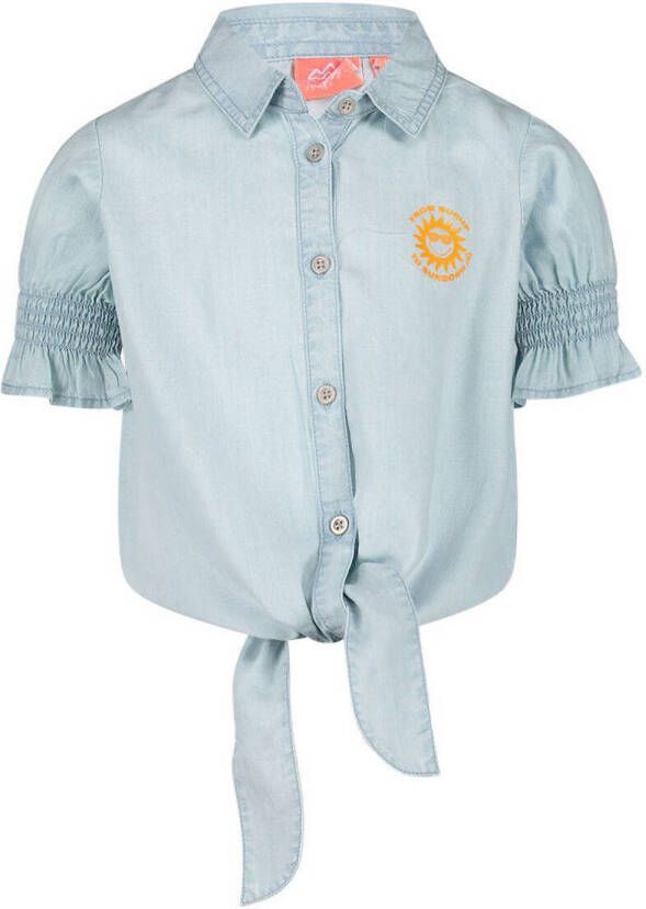 29FT blouse chambray denim Blauw Meisjes Lyocell Klassieke kraag Effen 140-146