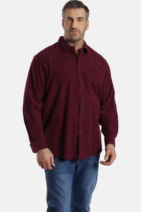 Charles Colby loose fit overhemd Plus Size donkerrood