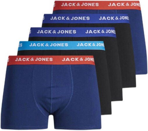 Jack & jones JUNIOR boxershort set van 5 donkerblauw zwart Jongens Stretchkatoen 152