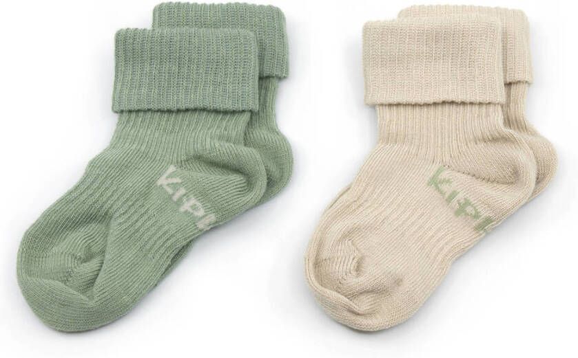 KipKep bio-katoen blijf-sokken 0-12 maanden set van 2 calming green