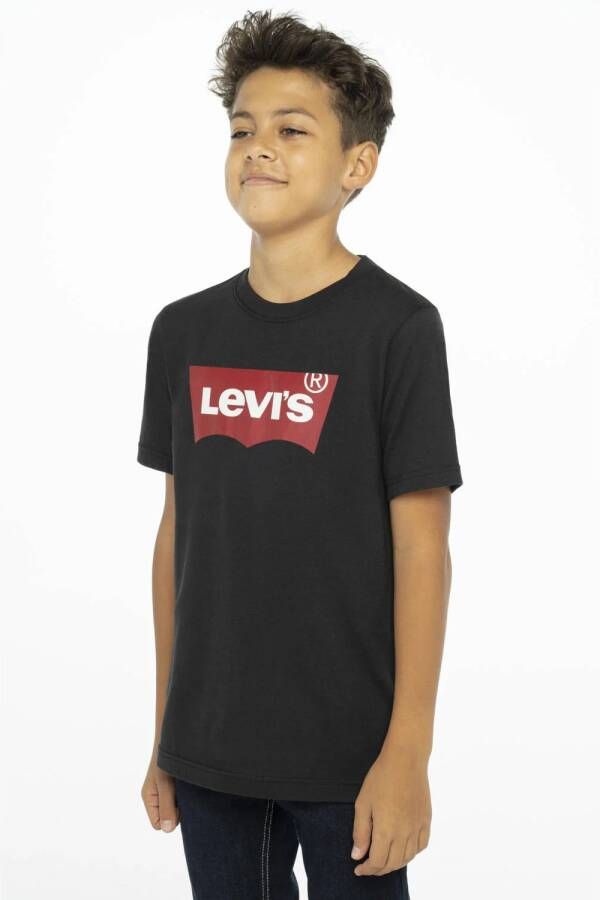 Levis Levi's Kids T-shirt Batwing met logo zwart Jongens Katoen Ronde hals Logo 152