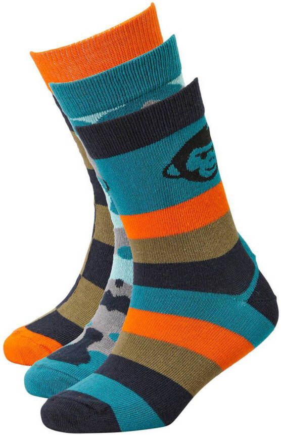 Me & My Monkey sokken met all-over print set van 3 oranje blauw