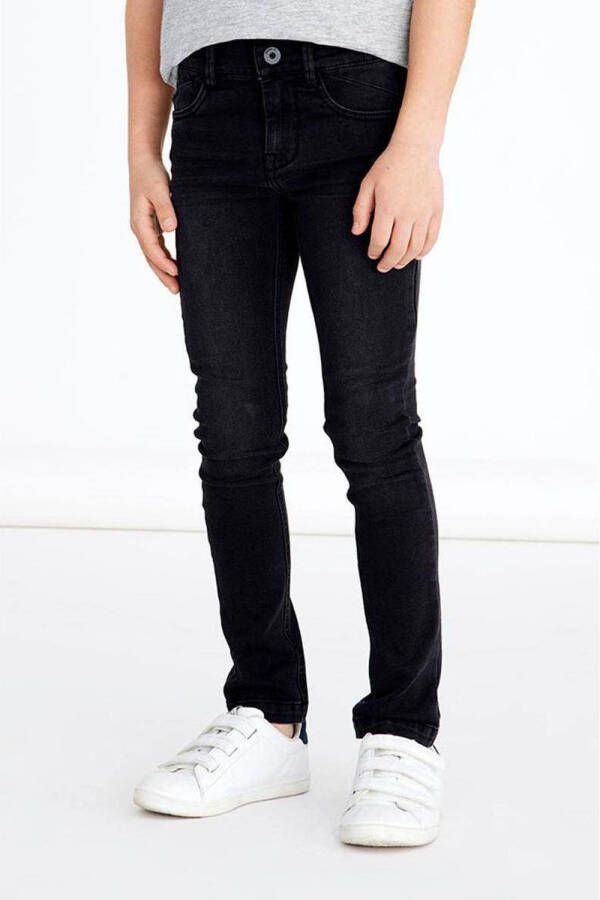 Name it KIDS skinny jeans NKMPETE zwart Jongens Stretchdenim Effen 158