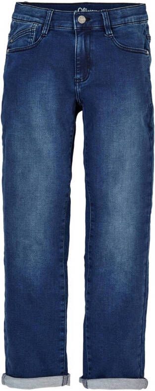 S.Oliver slim fit jeans dark denim Blauw Effen 140
