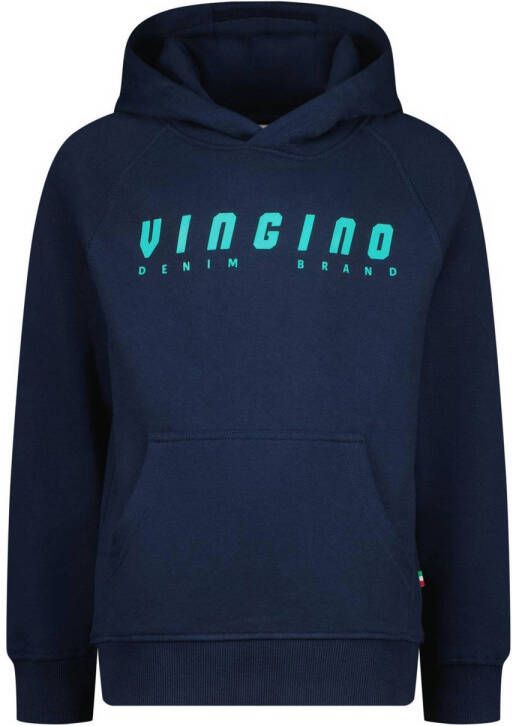 VINGINO hoodie met logo donkerblauw Sweater Logo 140