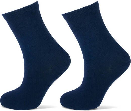 Yellow Moon sokken set van 2 donkerblauw Katoen Effen 19-22