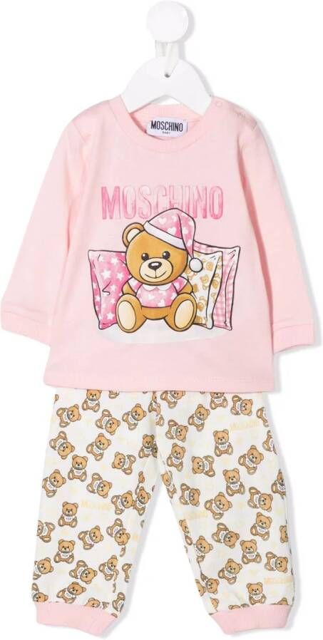Moschino Kids Broekenset met teddybeerprint Roze