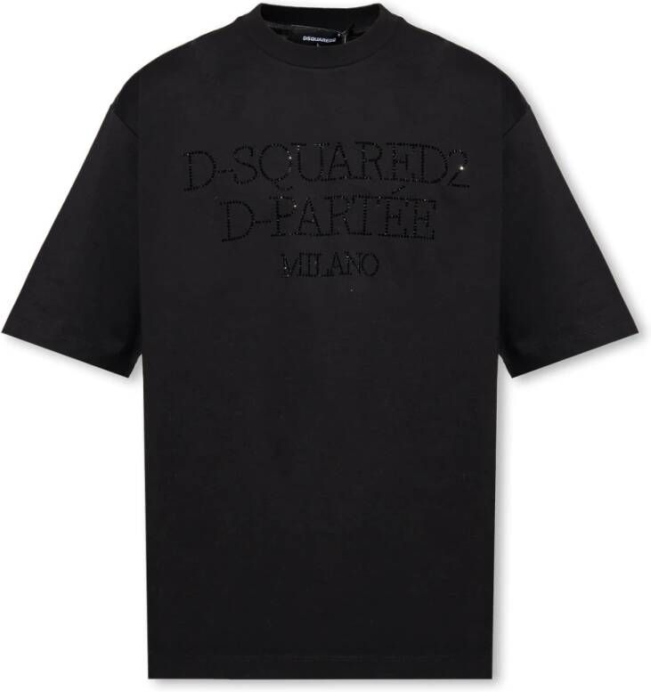 Dsquared2 Zwart Katoenen Rhinestone T-Shirt voor Heren Zwart Heren