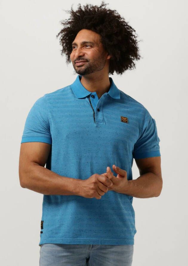 PME LEGEND Heren Polo's & T-shirts Short Sleeve Polo Jacquard Pique Lichtblauw