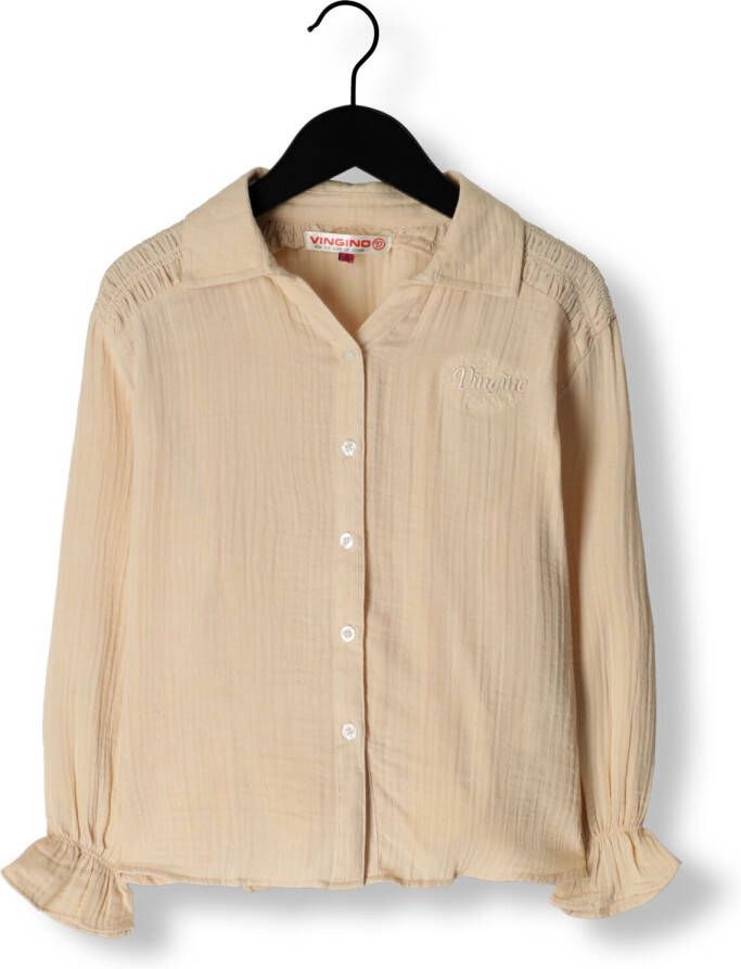 VINGINO blouse Lasley beige Meisjes Katoen V-hals Effen 140