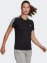 Adidas loungewear essentials slim fit 3 stripes shirt zwart dames - Thumbnail 1