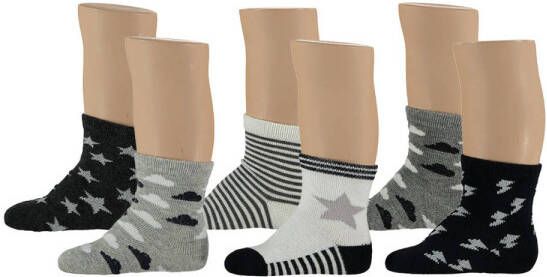 Apollo baby sokken set van 6 zwart wit grijs Jongens Katoen All over print 56-68
