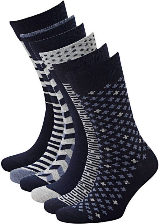 Apollo sokken set van 6 marine grijs