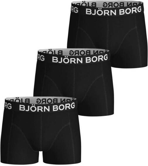 Björn Borg boxershort Sammy set van 3 zwart Jongens Stretchkatoen Effen 122-128