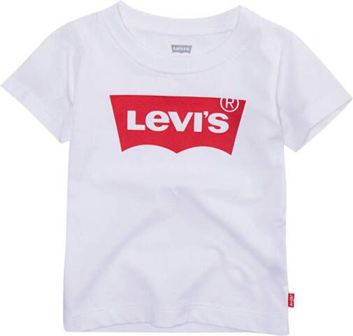 Levi's Kids T-shirt batwing met logo wit rood