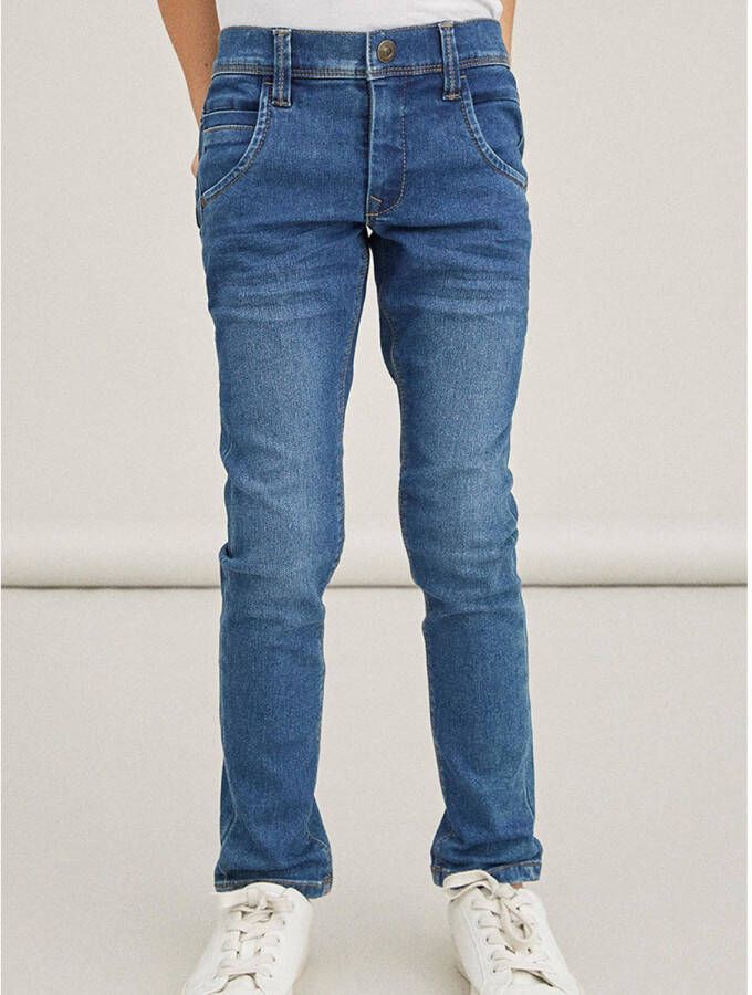 Name it KIDS slim fit jeans NKMSILAS medium blue denim Blauw Jongens Stretchdenim 080