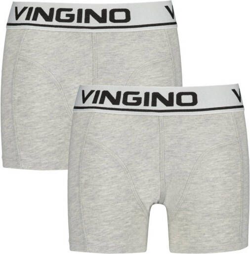 VINGINO boxershort set van 2 grijs melange Jongens Stretchkatoen Effen 158 164